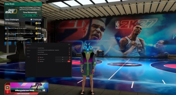 NBA 2K27 cheat boosts menu with permanent boosts